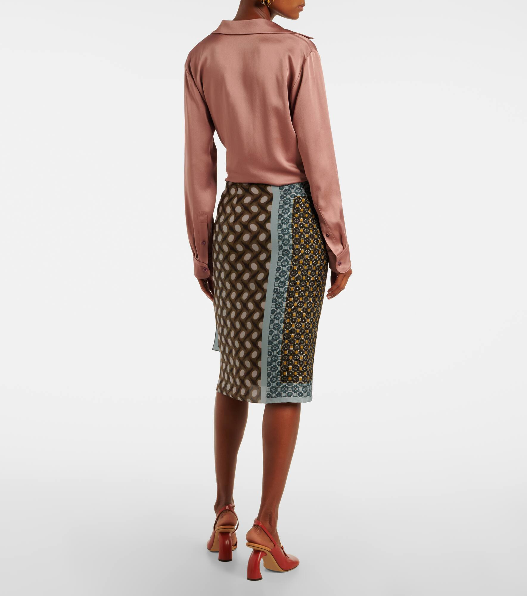 Printed silk wrap skirt - 3