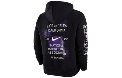 Jordan Men's Air Jordan NBA Los Angeles Lakers Printing Knit Fleece Pullover Black DH9454-010 outlook