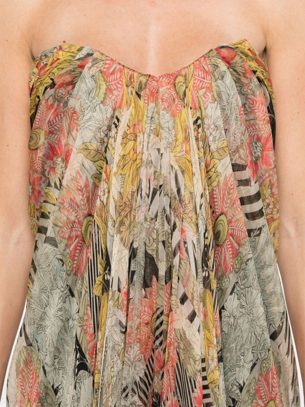 strapless silk dress - 5