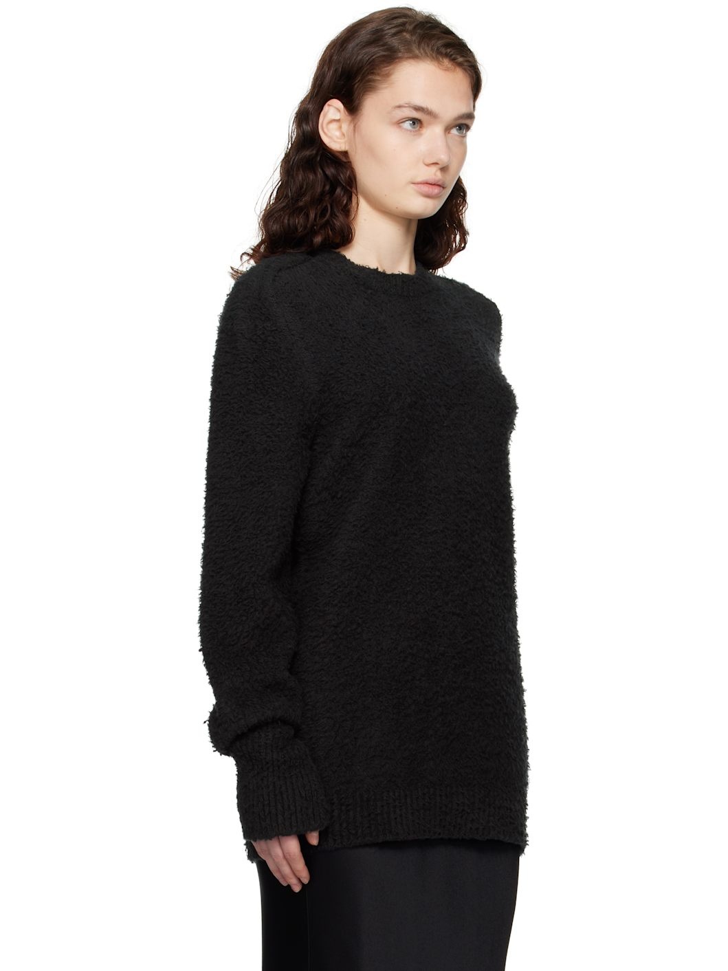Black Oversized Piled Sweater - 2