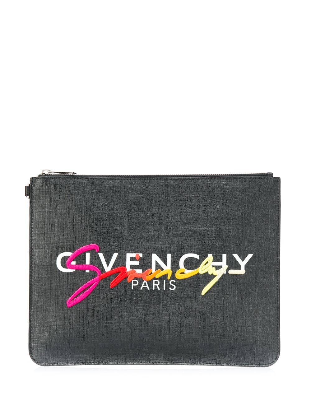 embroidered logo zipped clutch - 1