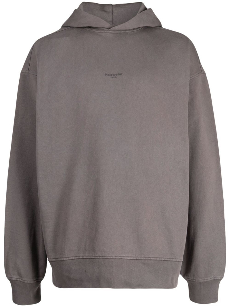 logo-print recycled cotton hoodie 1