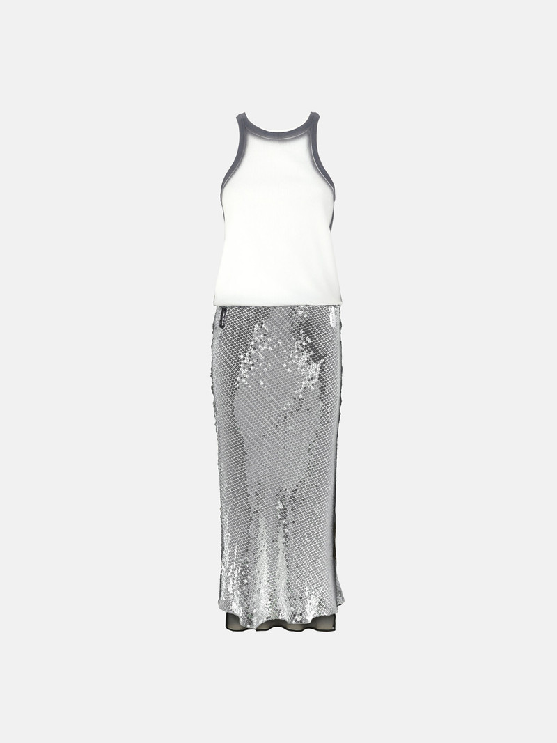 WHITE AND SILVER MIDI DRESS - 1