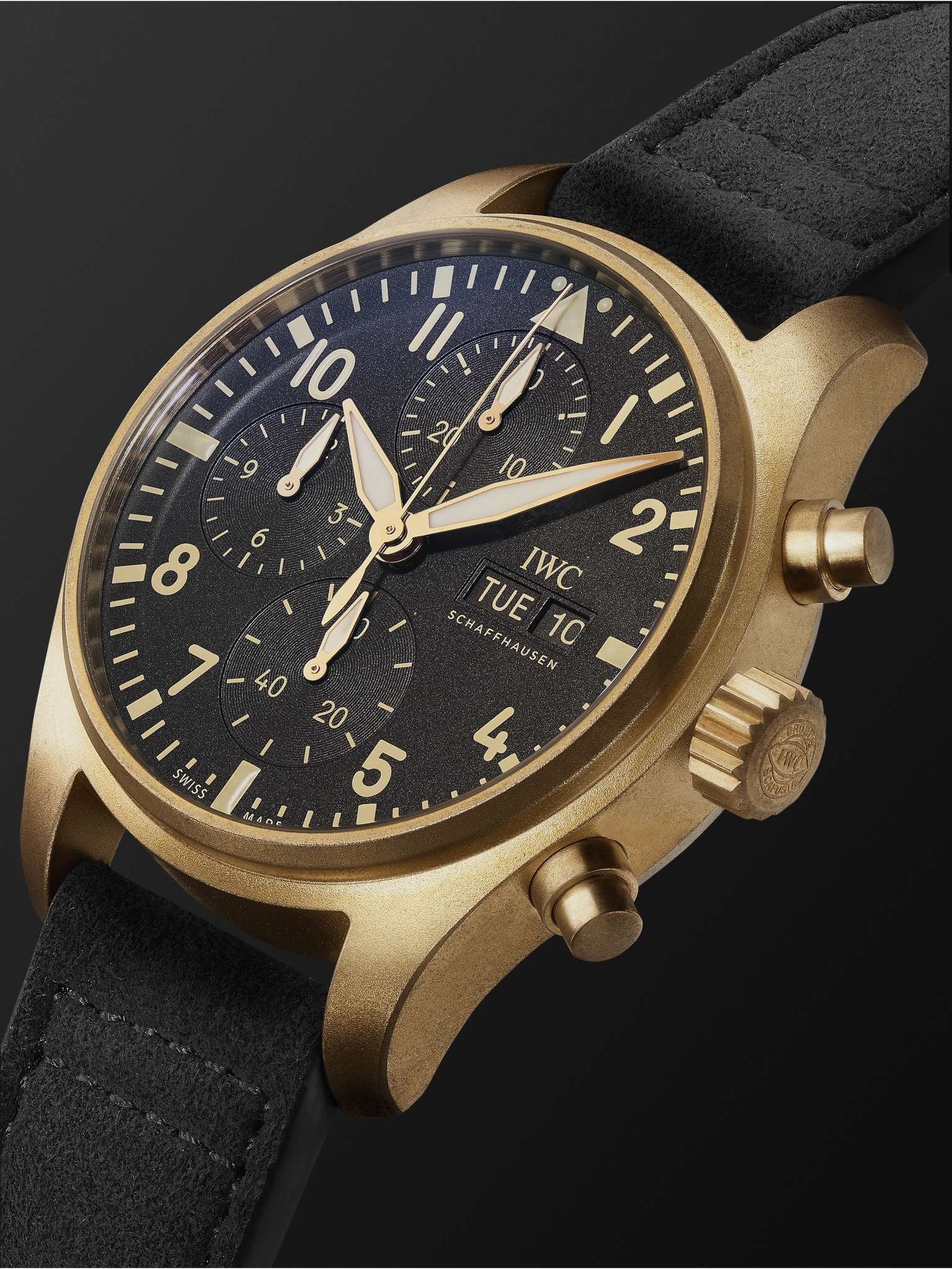 10 Years of MR PORTER Limited Edition Pilot Automatic Chronograph 41.1mm Bronze and Faux Suede Watch - 4