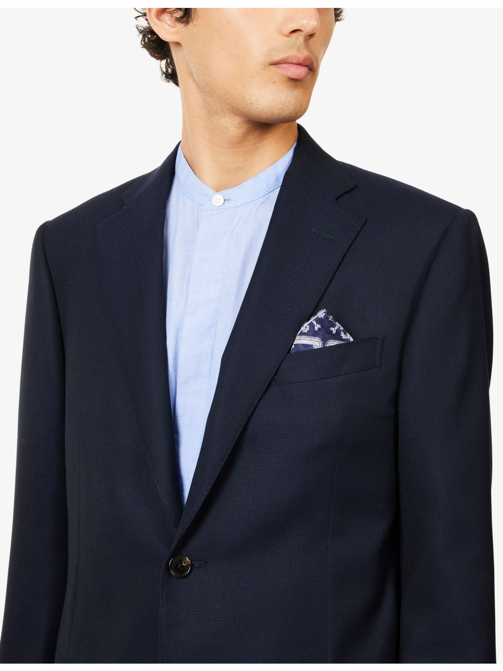 Notched-Collar Long-Sleeved Wool Jacket - 5