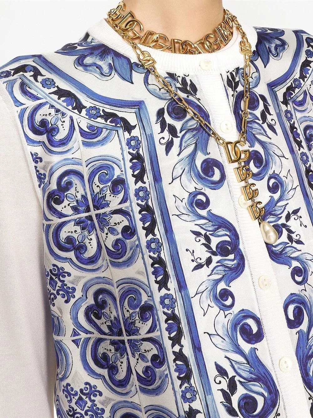 Majolica silk-panelled cardigan - 5