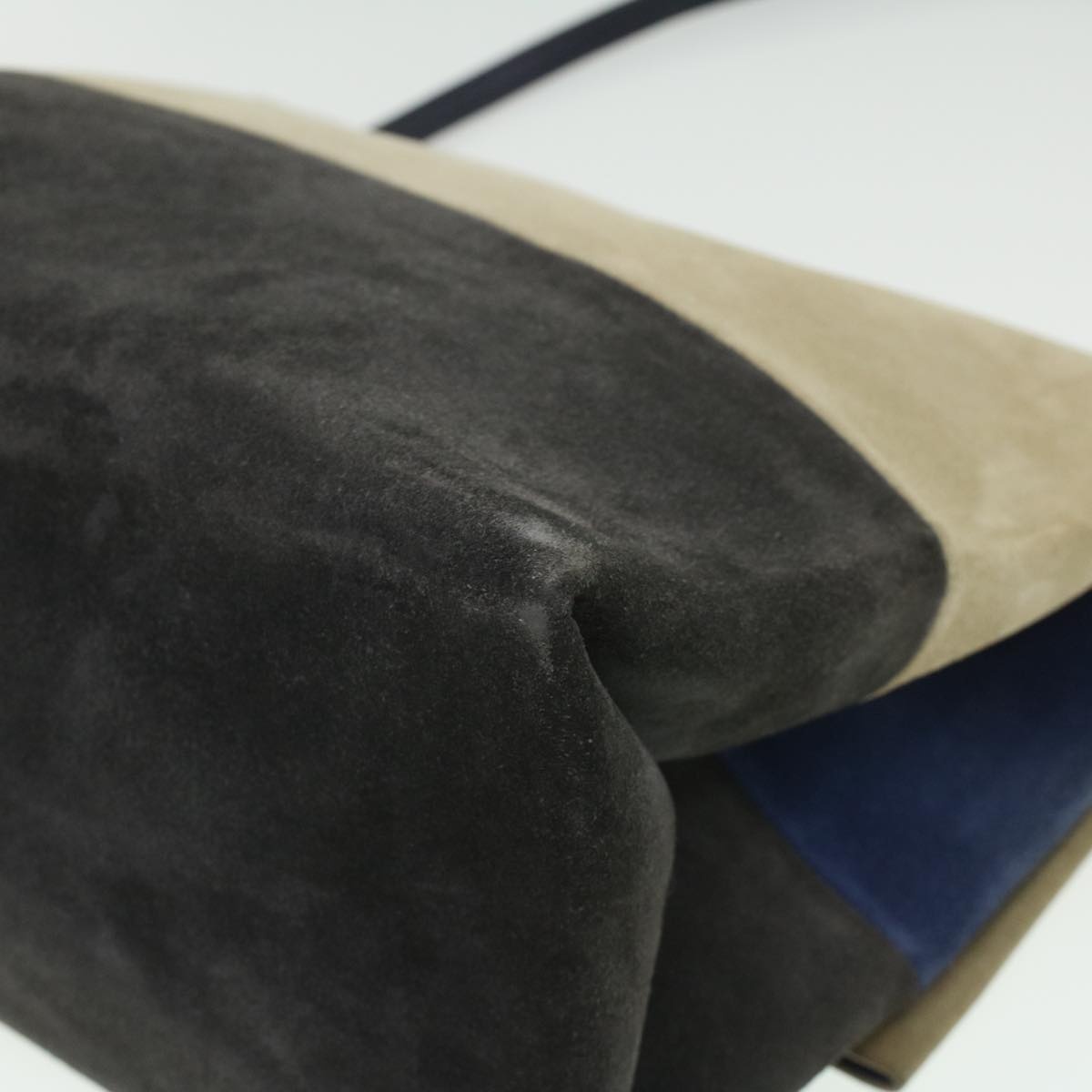 CELINE Shoulder Bag Suede Beige Blue Black - 16