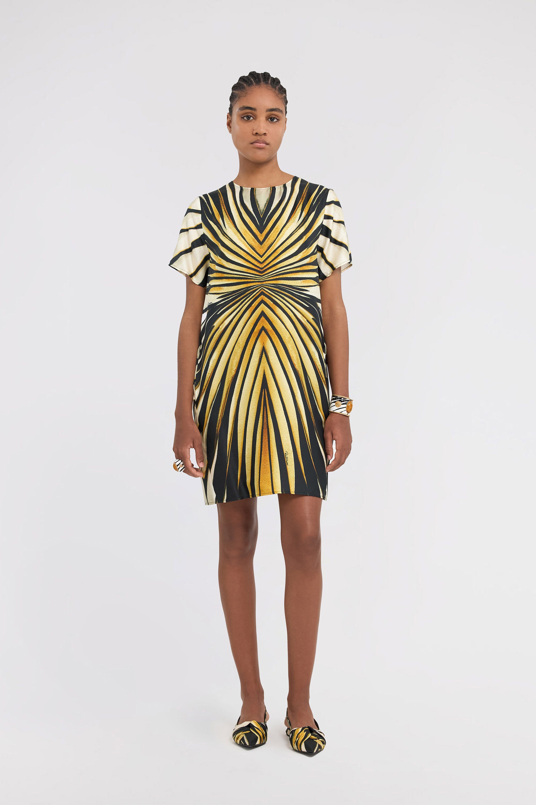Ray Of Gold Print Silk Mini Dress - 2