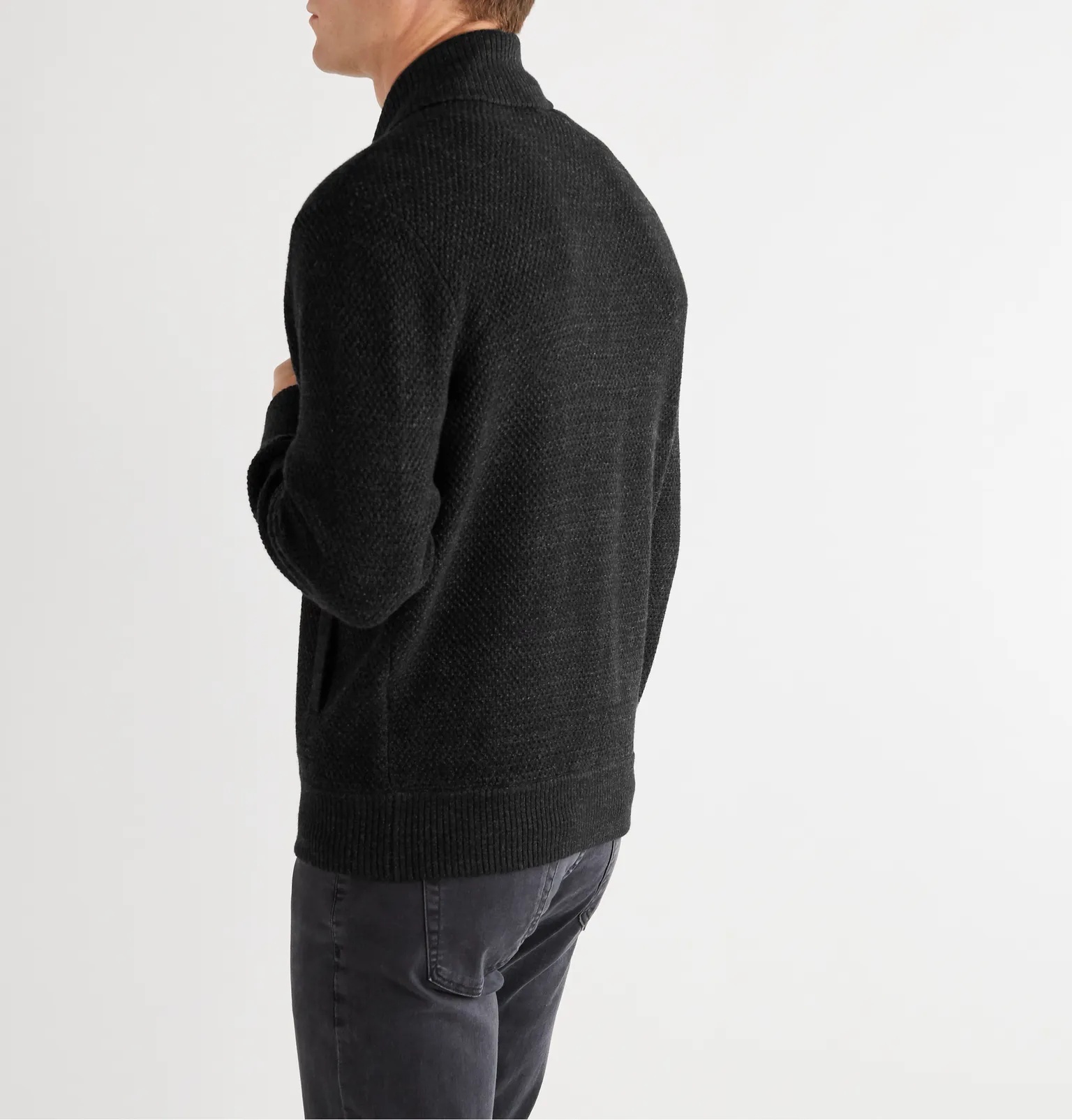 Cardiff Shawl-Collar Waffle-Knit Cotton and Merino Wool-Blend Cardigan - 4