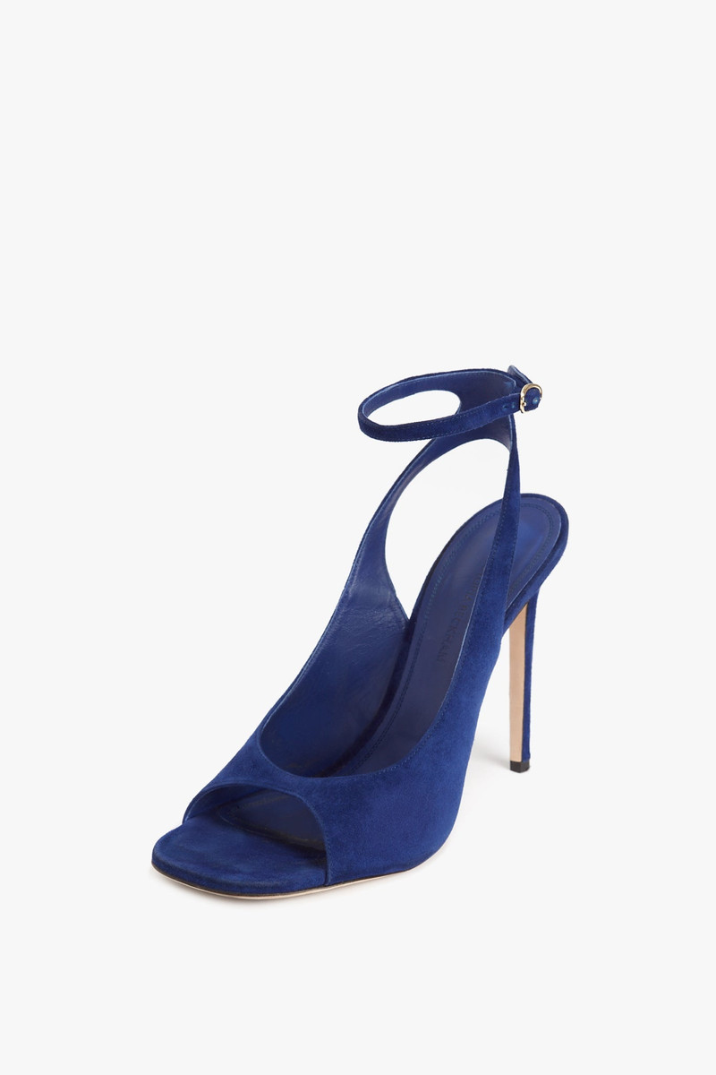 Victoria Beckham Dawn Sandal in Night Blue Suede outlook