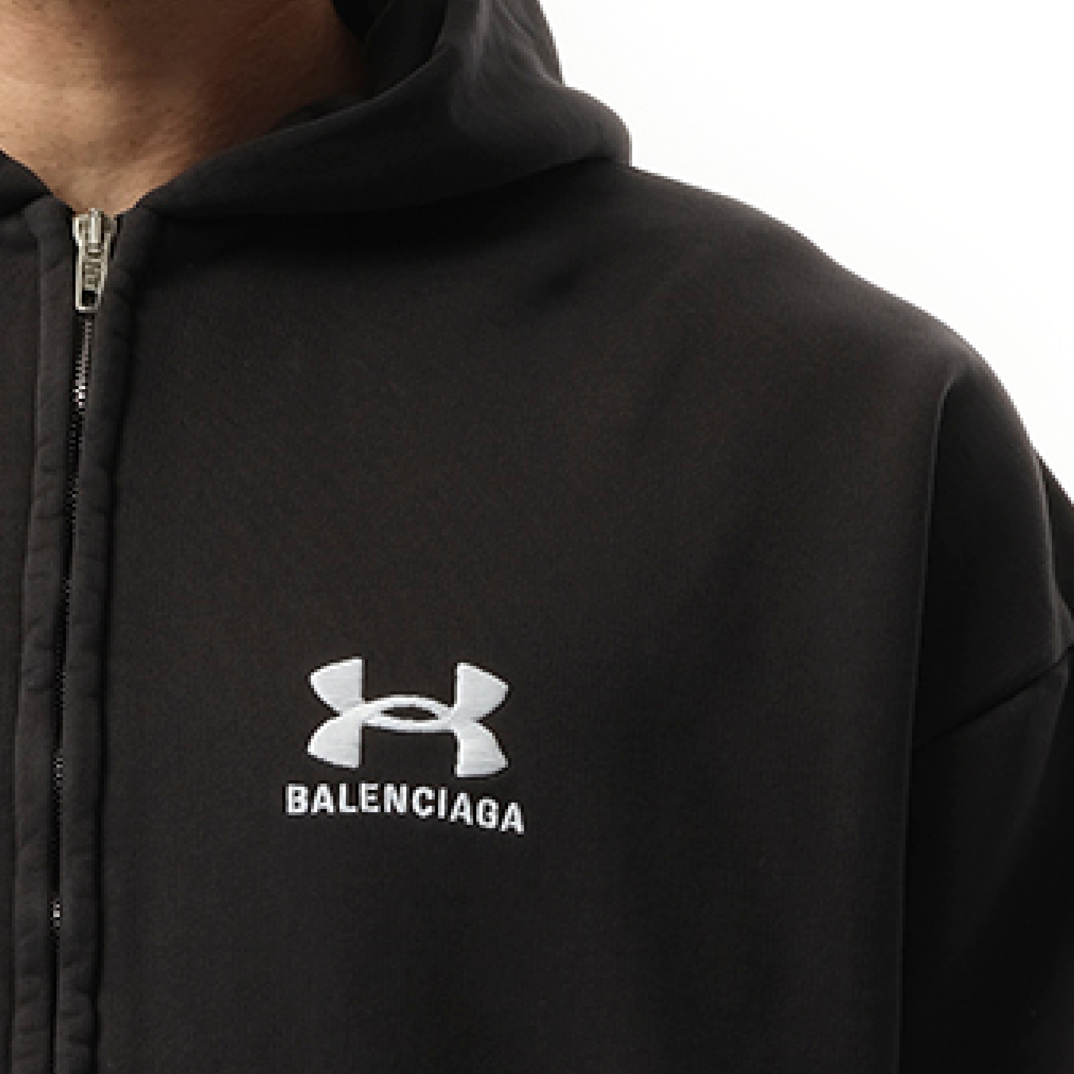 Under Armour Zip-Up Hoodie in Washed Black/White - 3