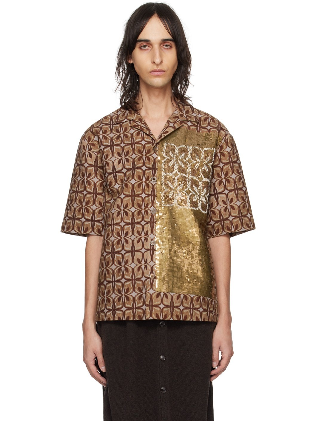 Brown Sequin Shirt - 1
