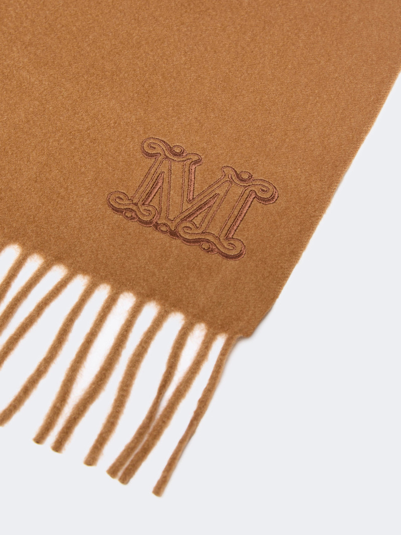 Max Mara DALIA Monogram-embroidered cashmere stole - TOBACCO outlook