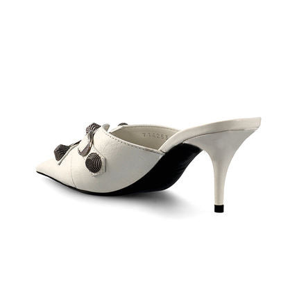 (WMNS) Balenciaga Cagole Heeled Mules 'White Lambskin' 714253WAD4E9081 - 4