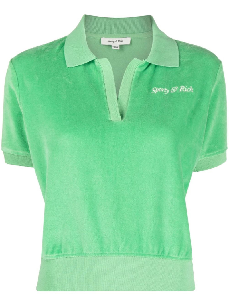 towelling-finish logo-embroidered polo shirt 1