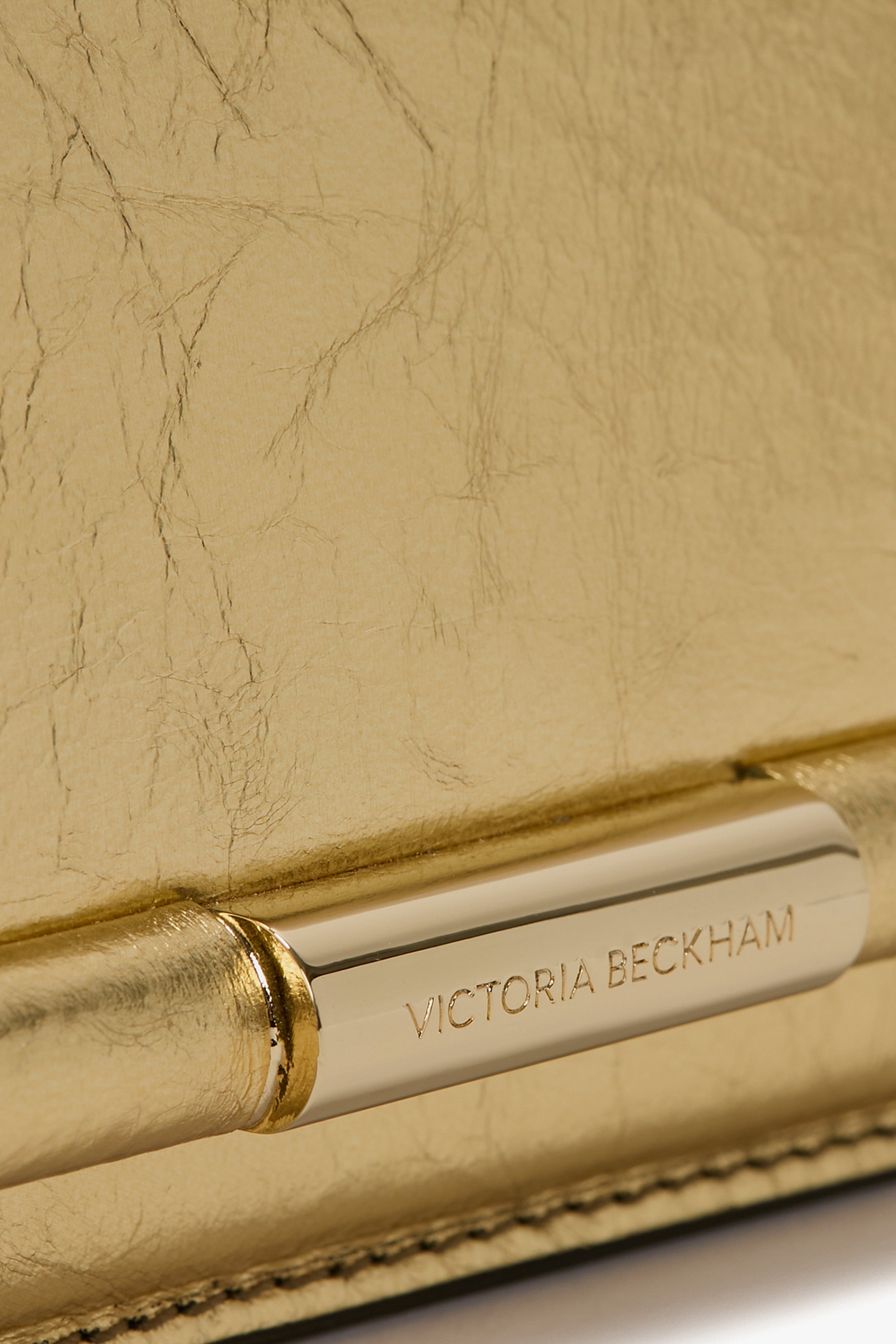 202 Clutch Bag In Gold Distressed Leather - 5