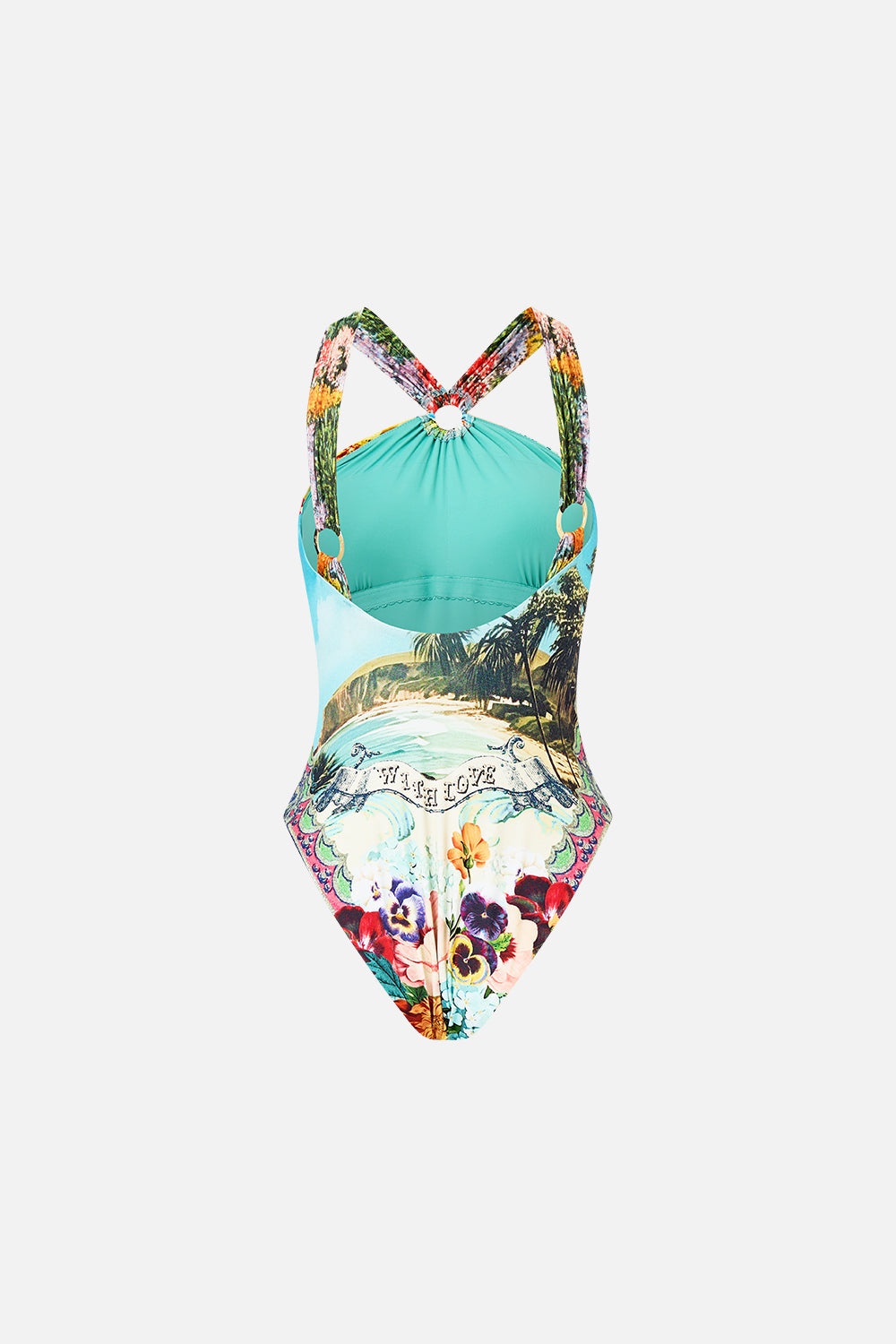 DIAMOND NECK THICK STRAP ONE PIECE W RINGS - 7