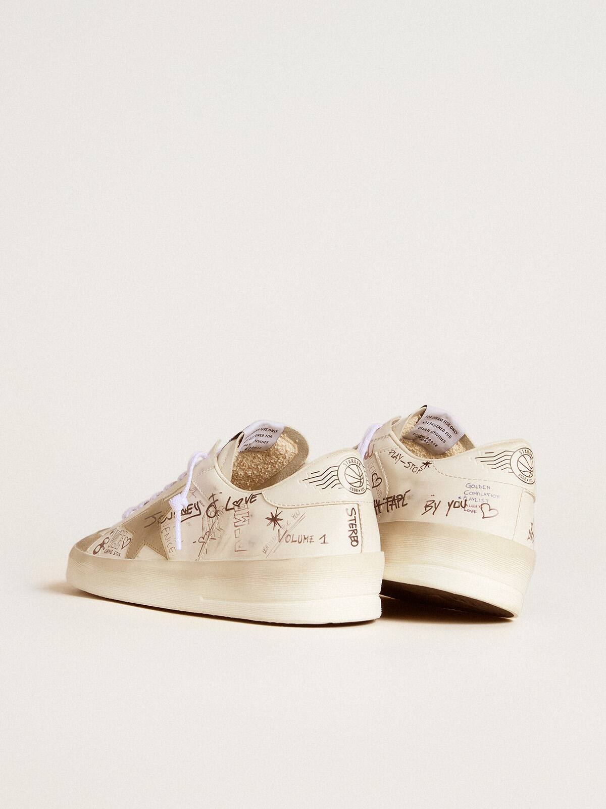 Stardan in leather with all-over lettering and ice-gray suede star - 5