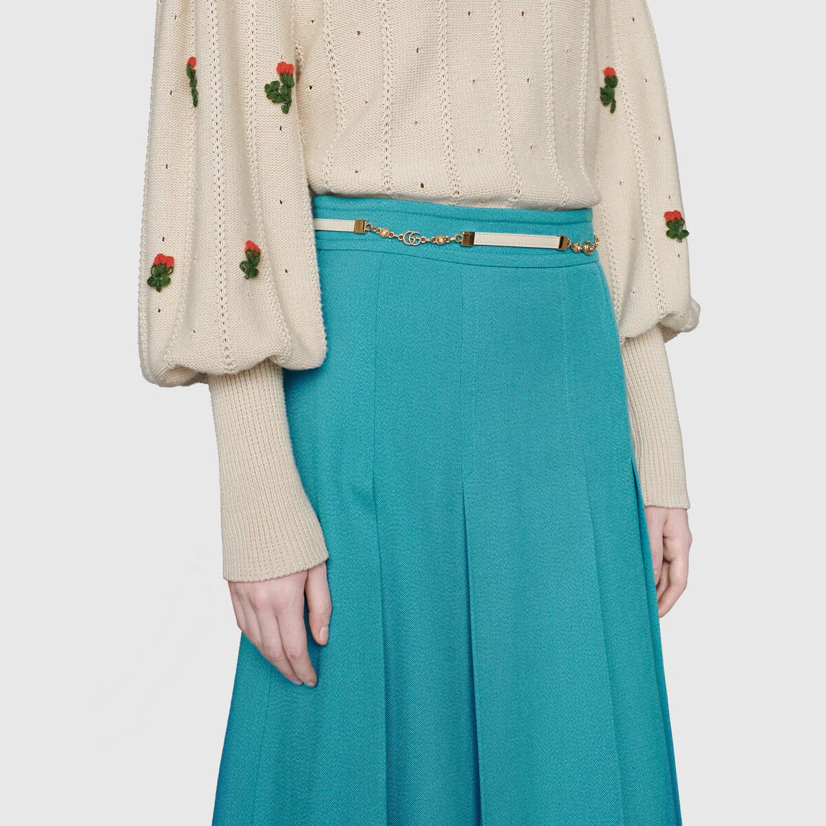 Pleated skirt with Double G chain - 5