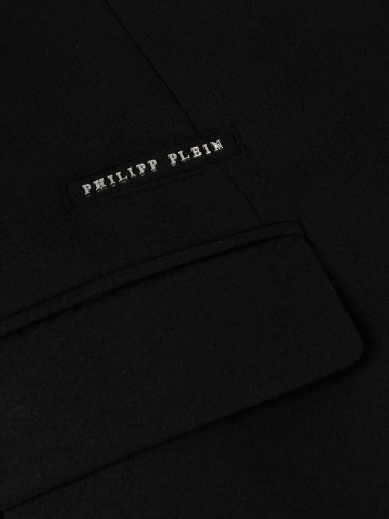 embroidered-logo single-breasted coat 6