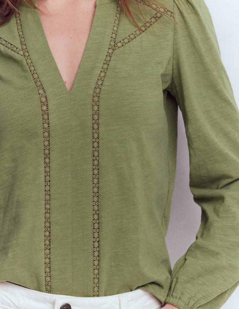 Poppy Long Sleeve Top-Larch Green 4