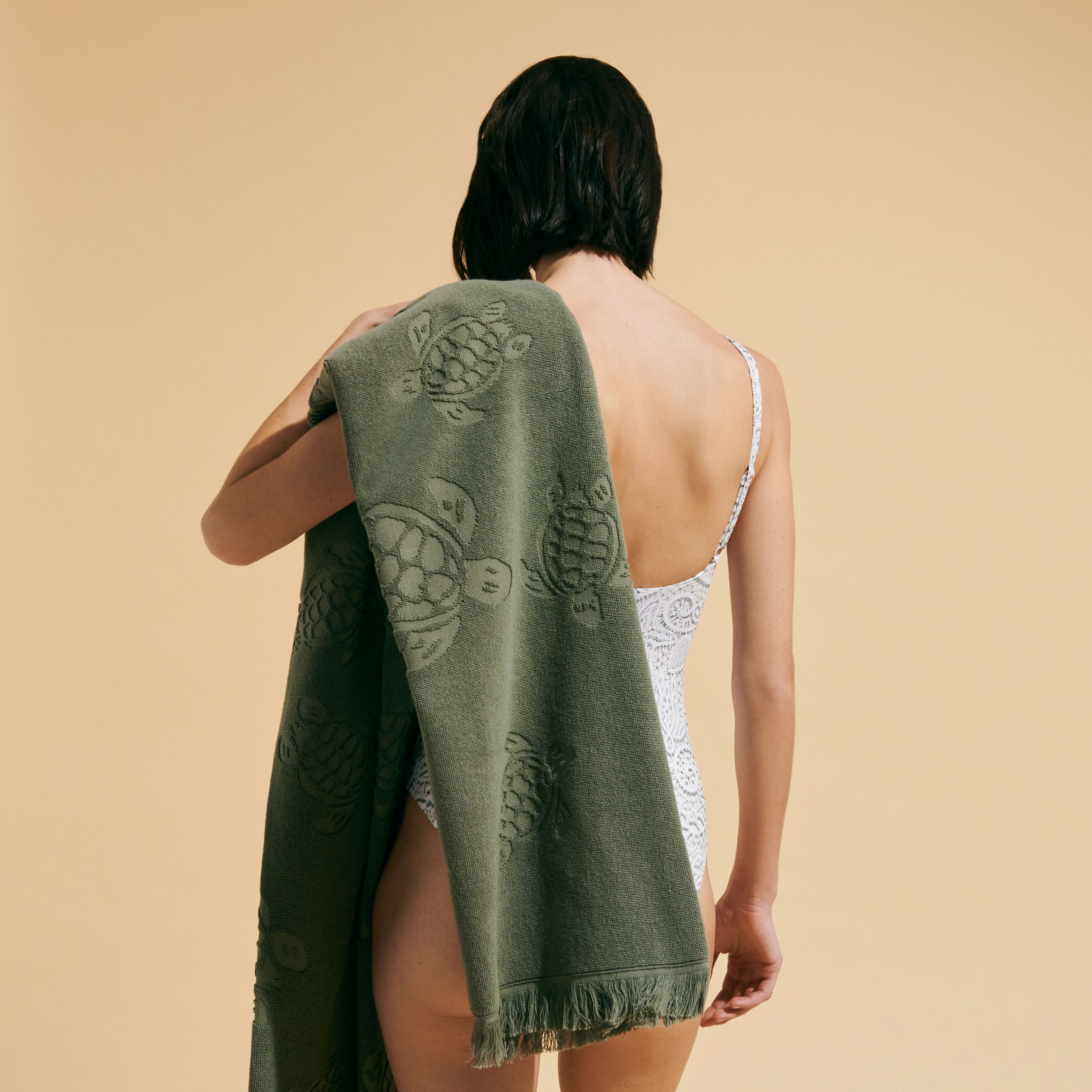 Beach Fouta in Organic Cotton Turtles Jacquard - 3
