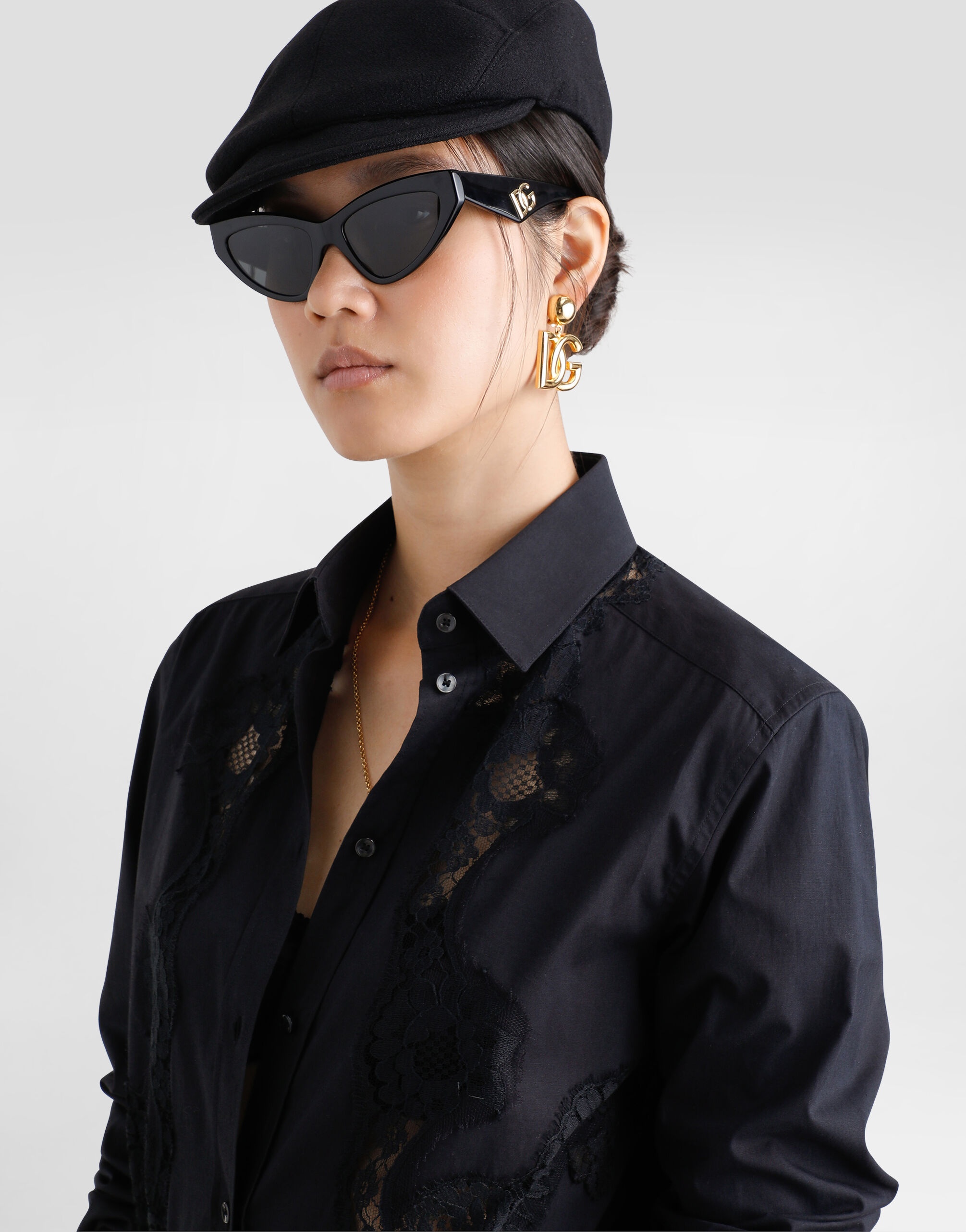 Cotton poplin shirt with lace inlay - 5