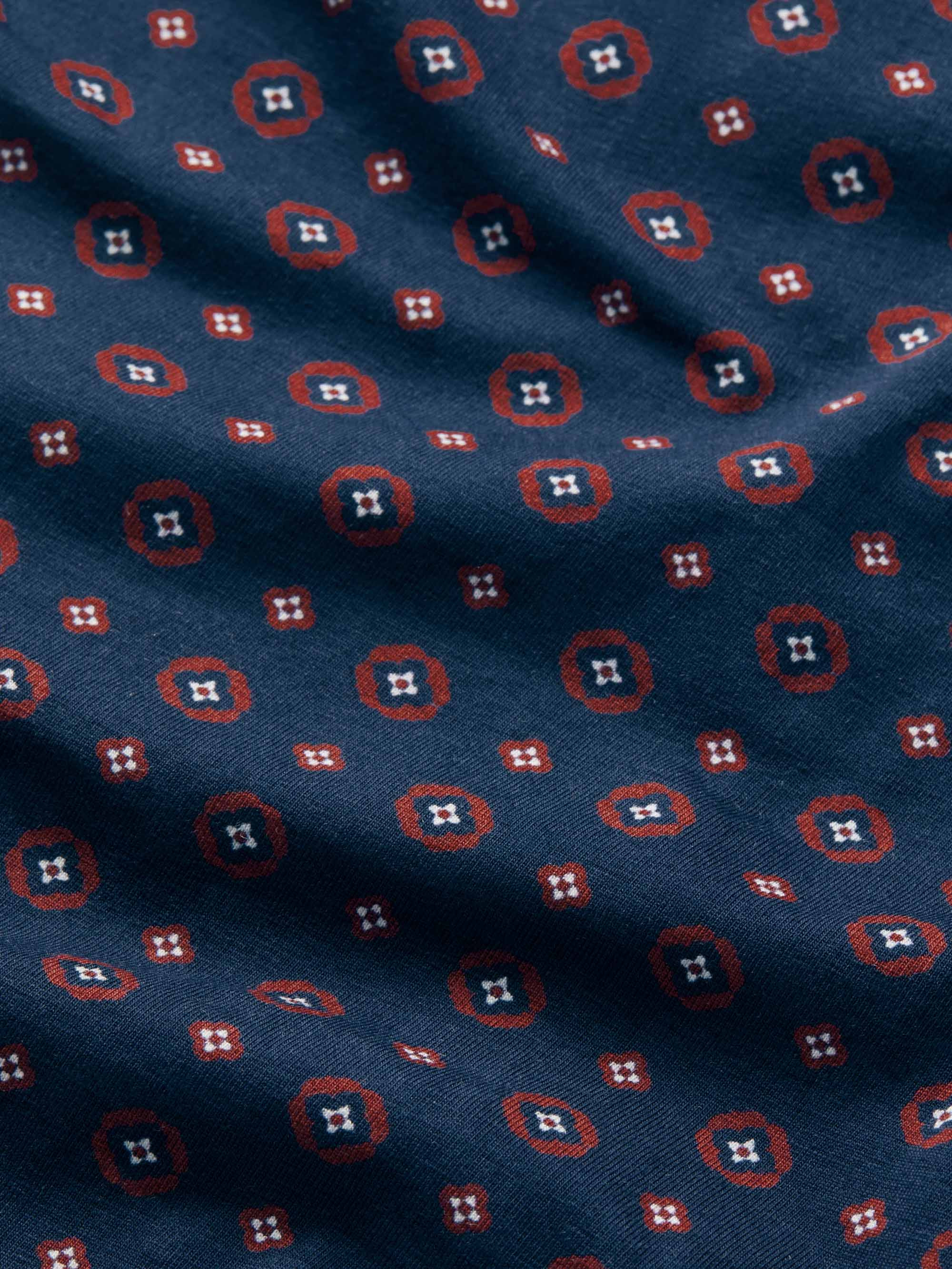 Men's Boxer Briefs Cotton Navy Blue & Red Rose Motif - 6