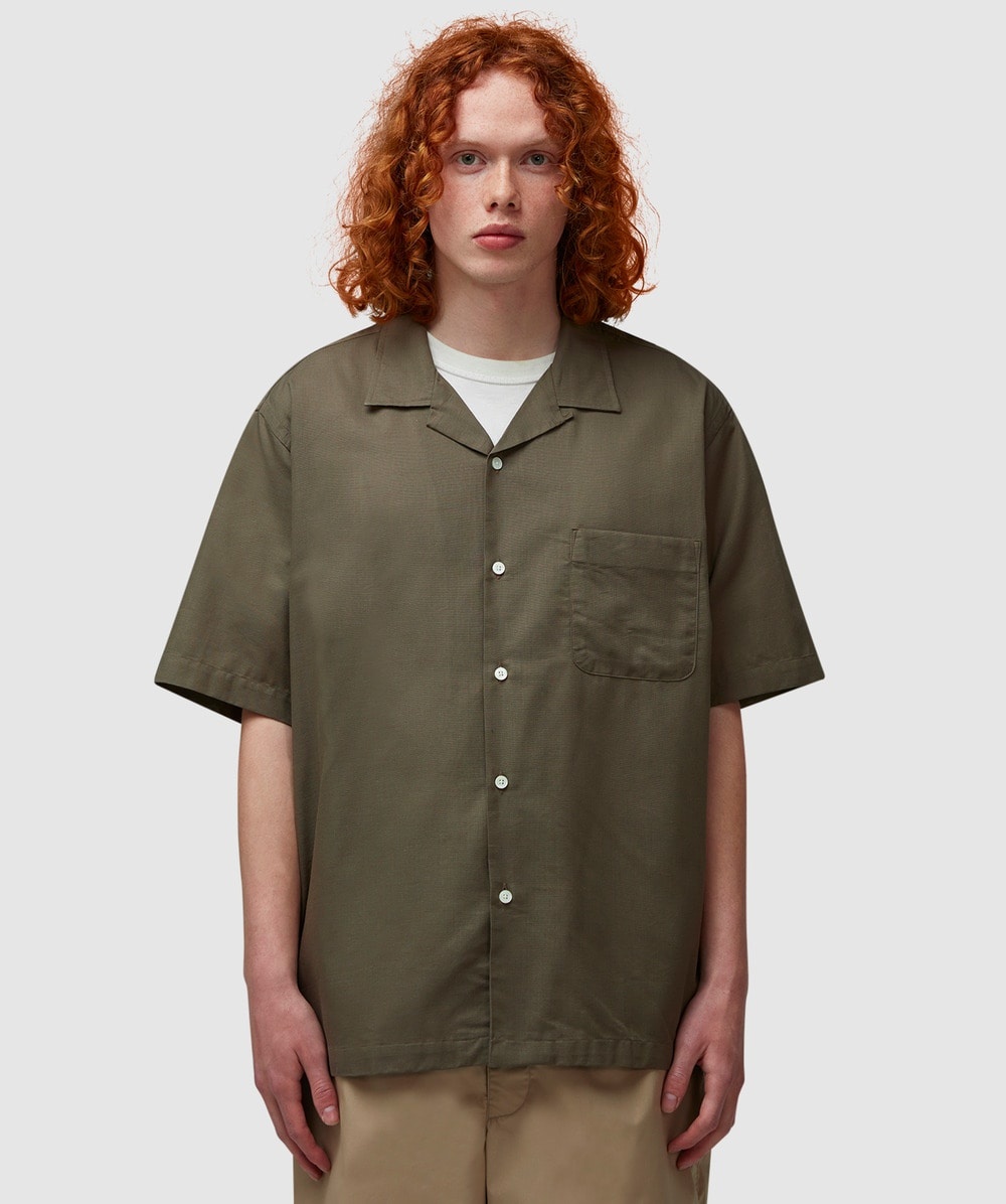 Open collar panama short sleeve shirt - 1