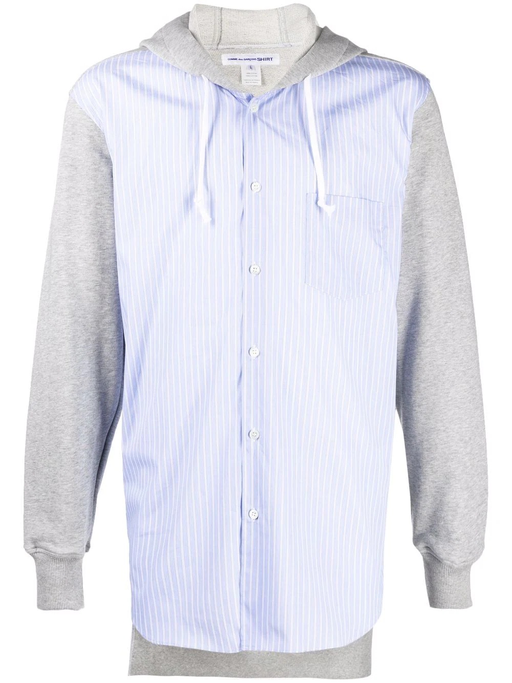 pinstripe-print hooded shirt - 1