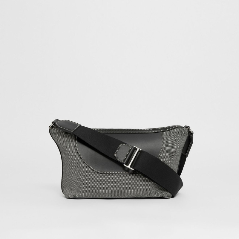 Horseferry Print Canvas and Leather Crossbody Bag 8