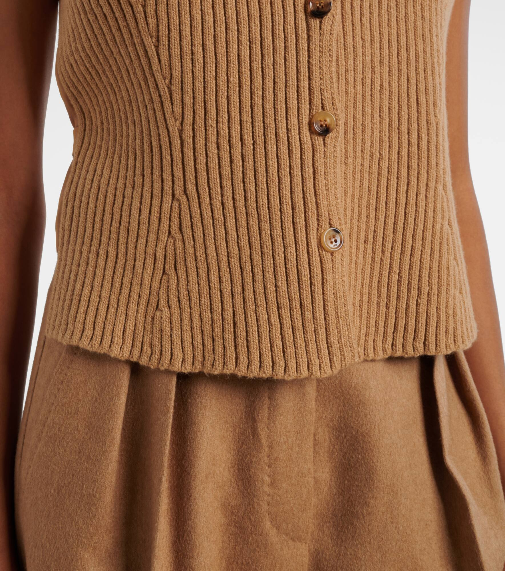 Madre paneled wool-blend and satin vest - 5