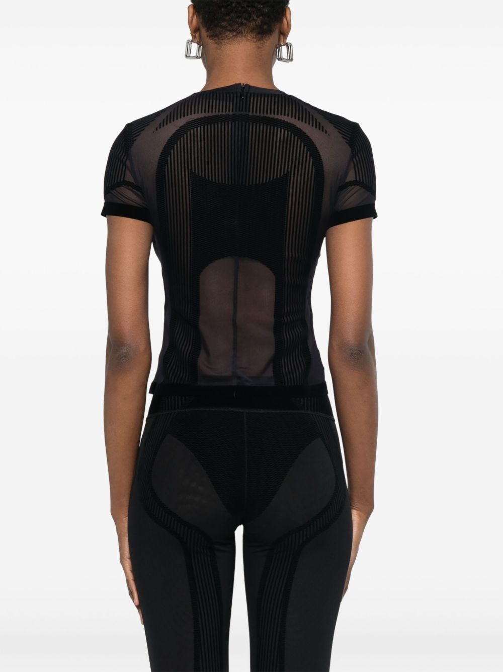 flocked mesh T-shirt - 4