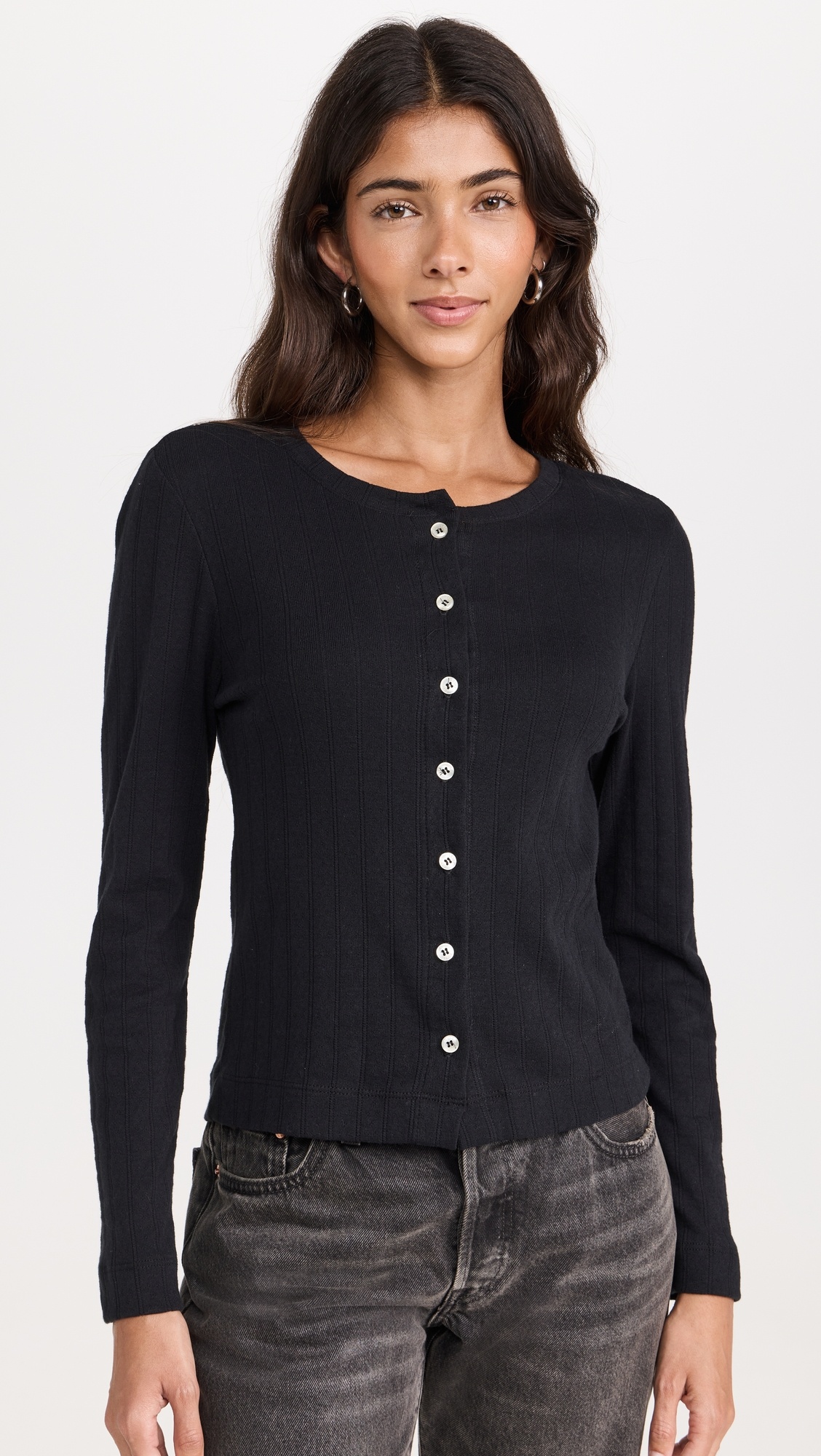 Pointelle Classic Crew Cardigan - 6