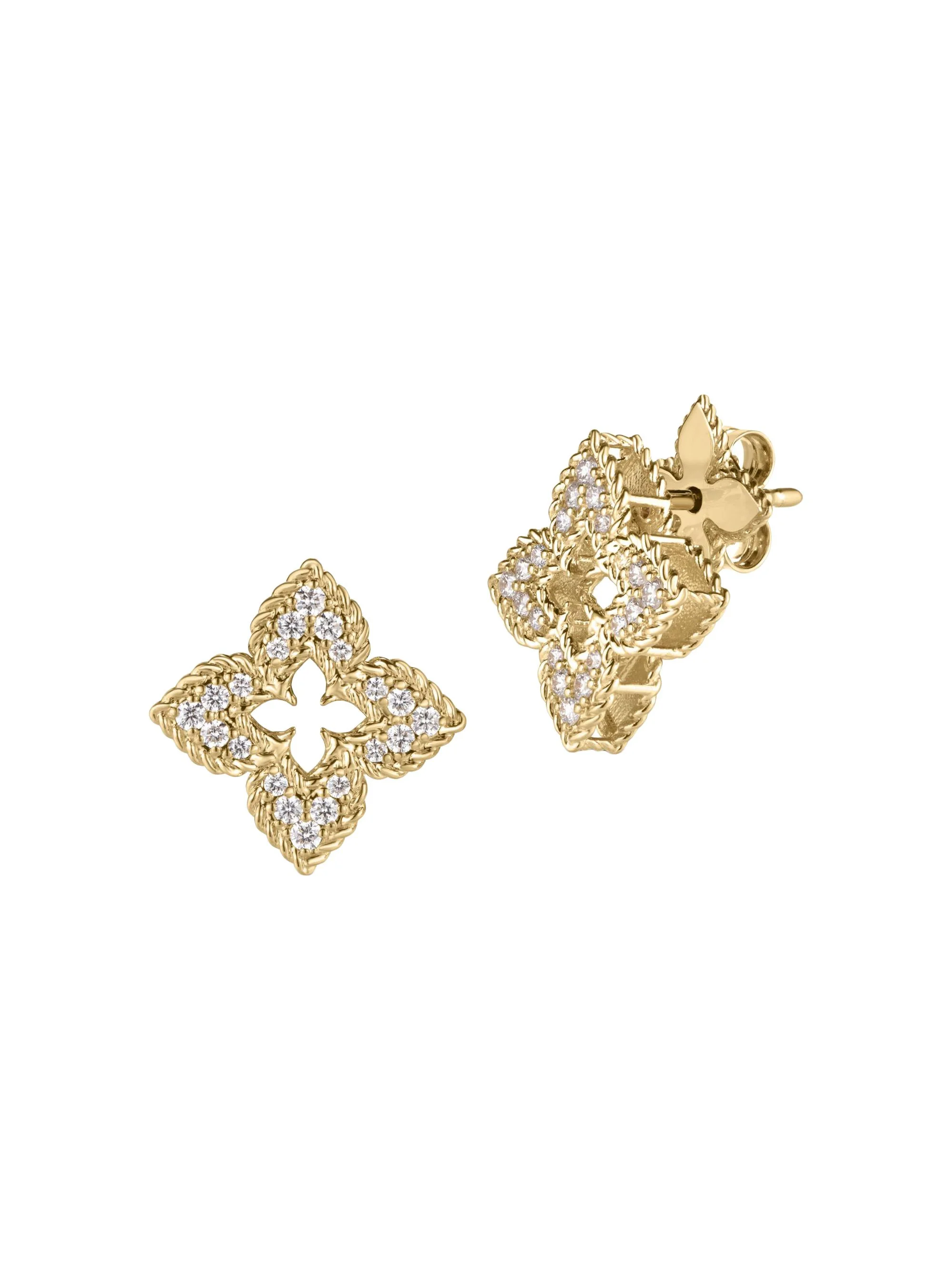Women's Venetian 18K Yellow Gold & Pave Diamond Stud Earrings - Yellow Gold - 1