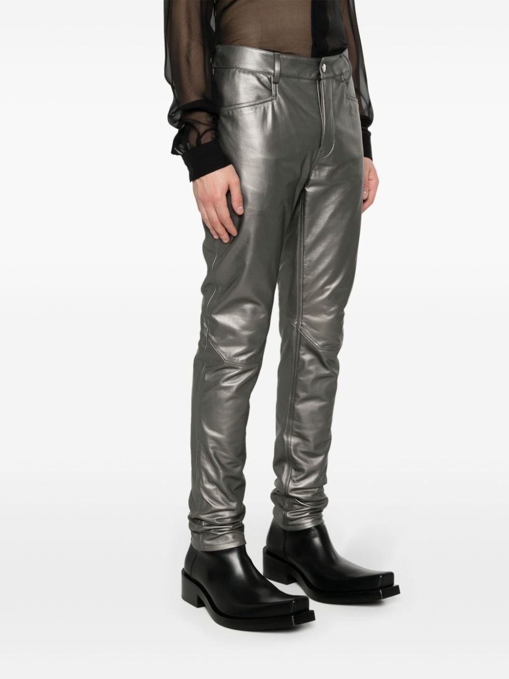 leather tapered trousers - 3