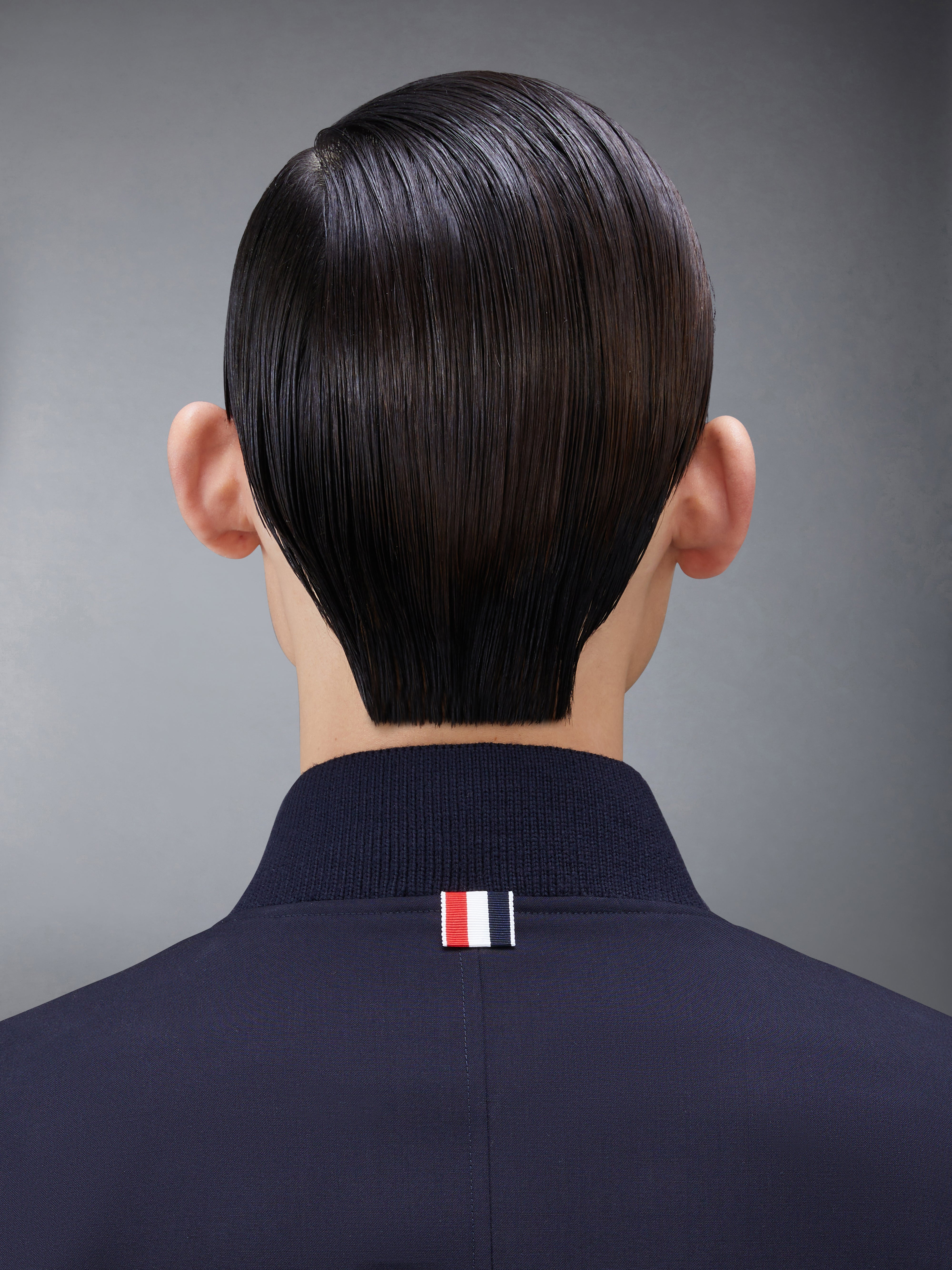 Navy Knit Blouson 4-Bar Jacket - 5