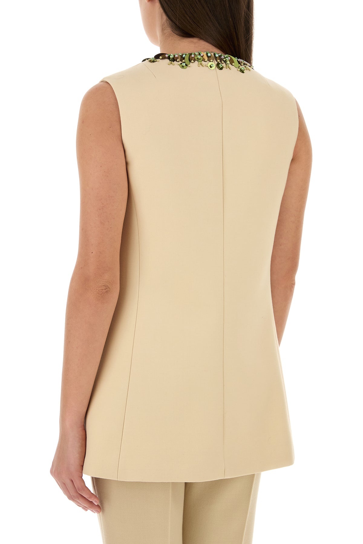 Cream wool blend vest - 4