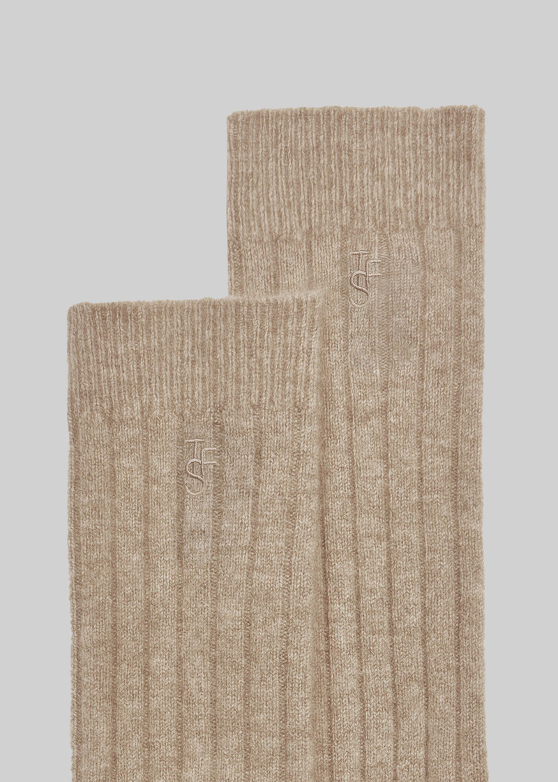 Kano Cashmere Ribbed Socks - Taupe 5