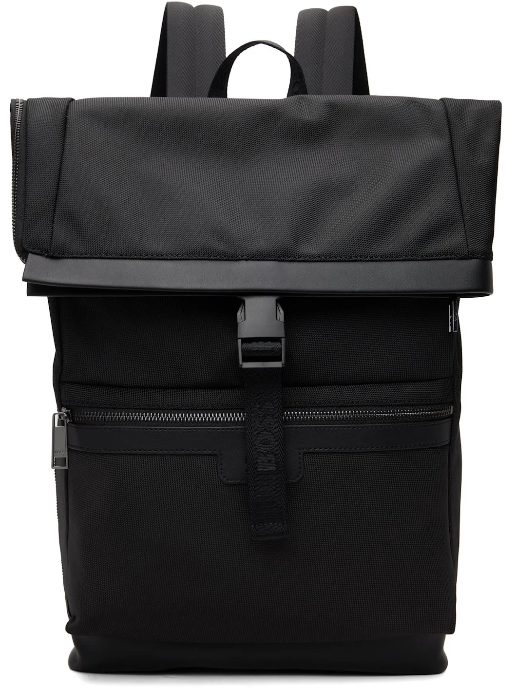 Black Canvas Flap Backpack - 1