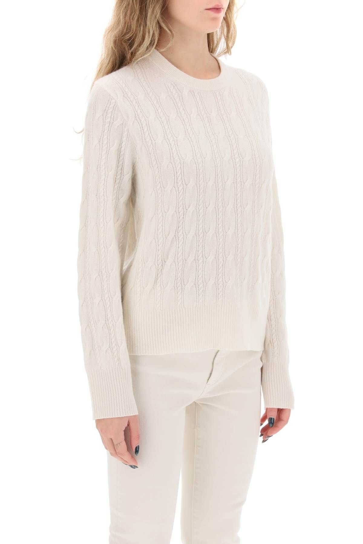 TWIN CABLE CASHMERE SWEATER - 3