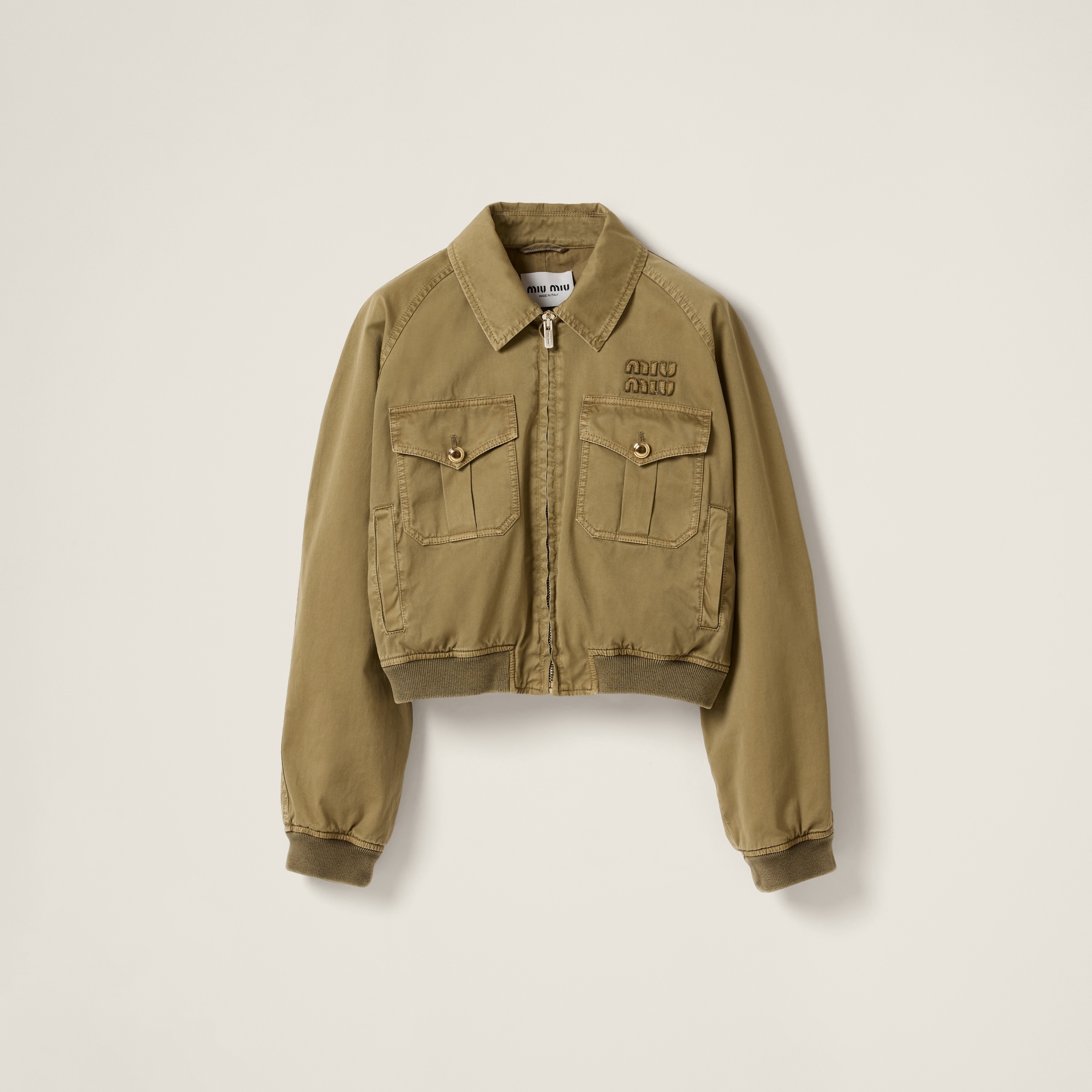Miu Miu Garment-dyed cotton satin bomber jacket | REVERSIBLE