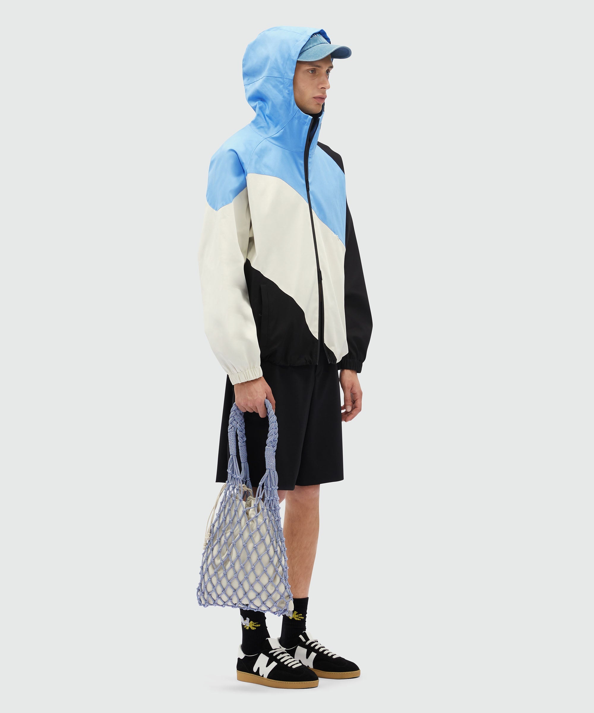 Gabardine hooded jacket with "Tidal Wave" motif - 4