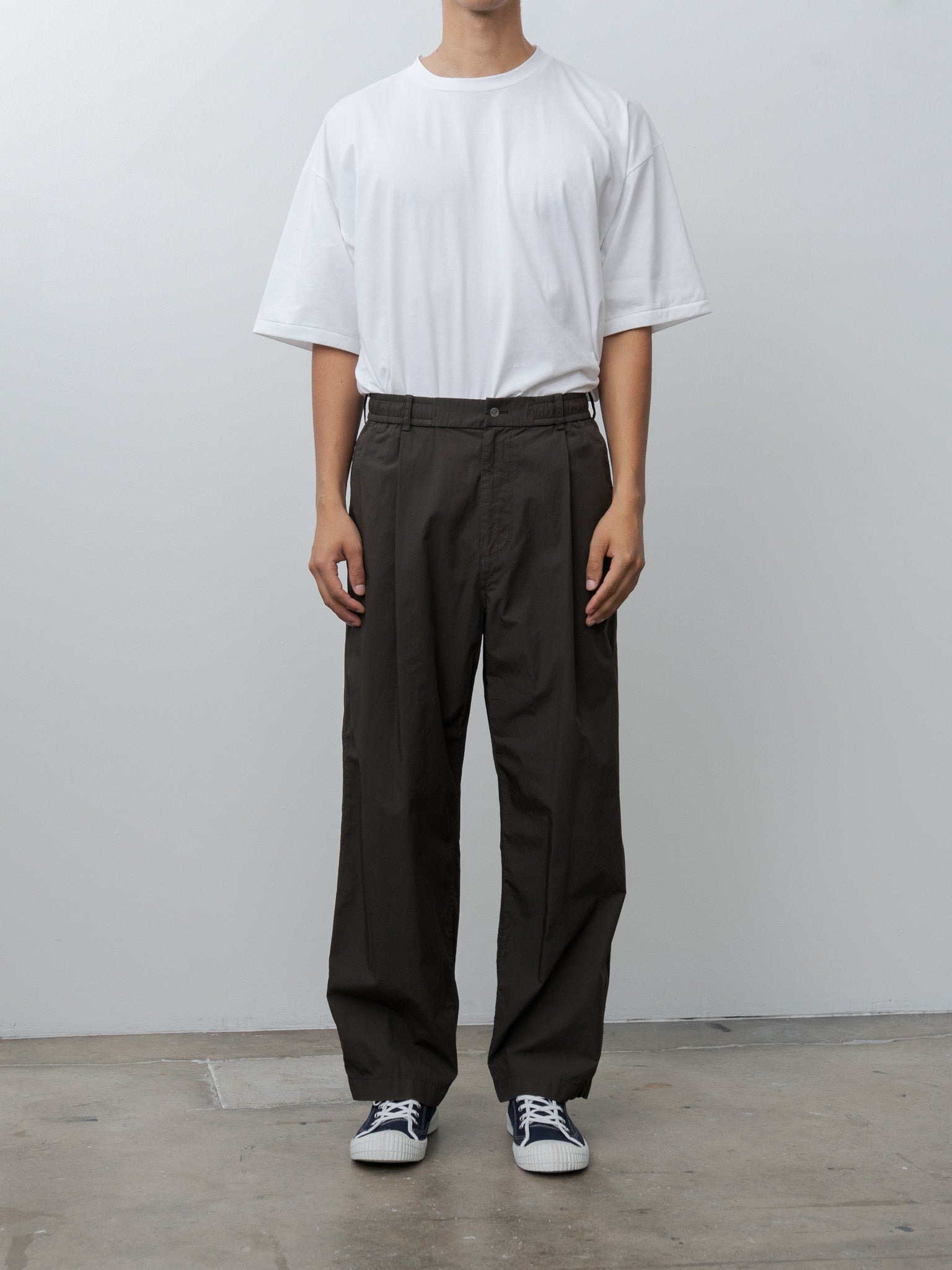 Shrink Cotton Lawn Loose Fit Pants - Dark Brown - 3