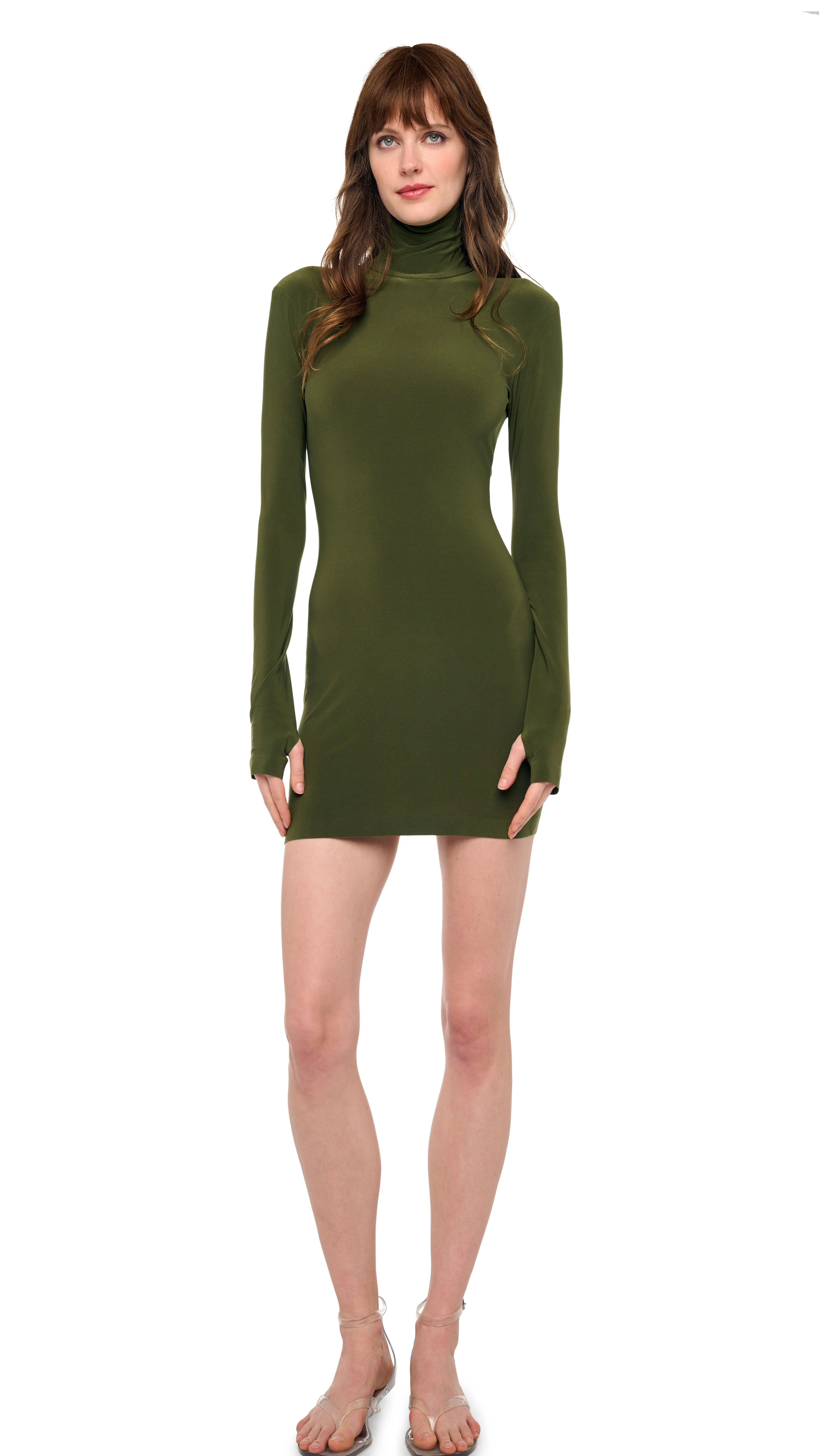 LONG SLEEVE TURTLENECK MINI DRESS - 1