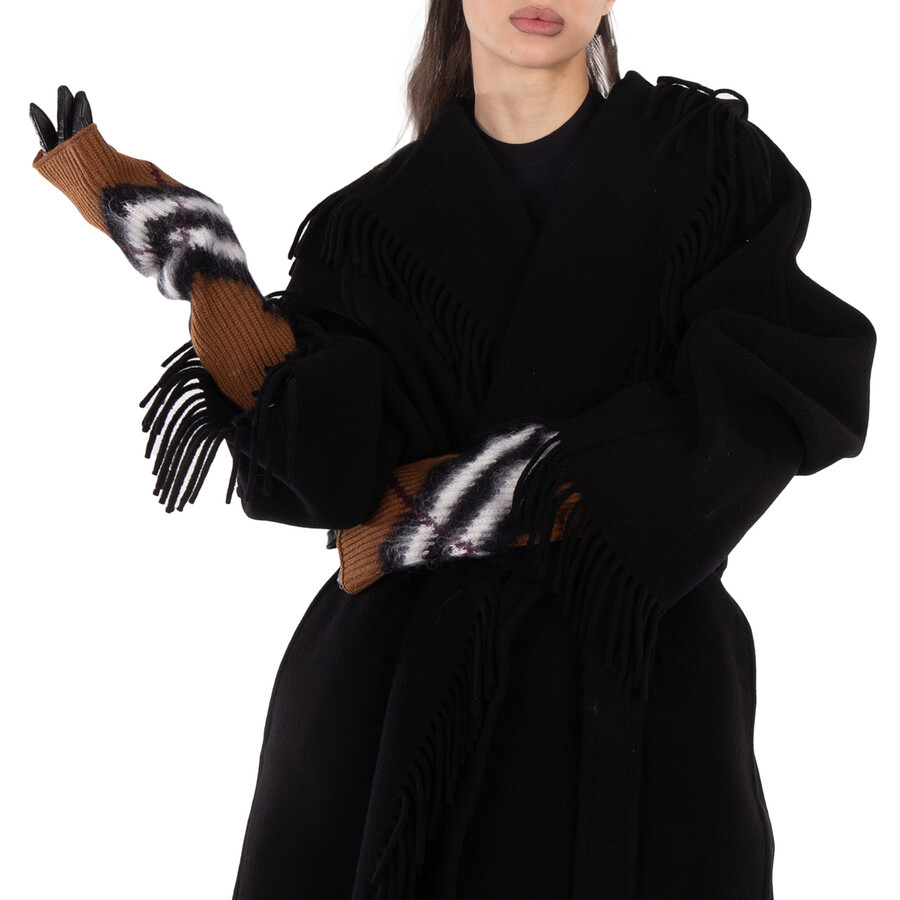 Burberry Chevron Lambskin Leather Gloves with Removable Overlay - 3