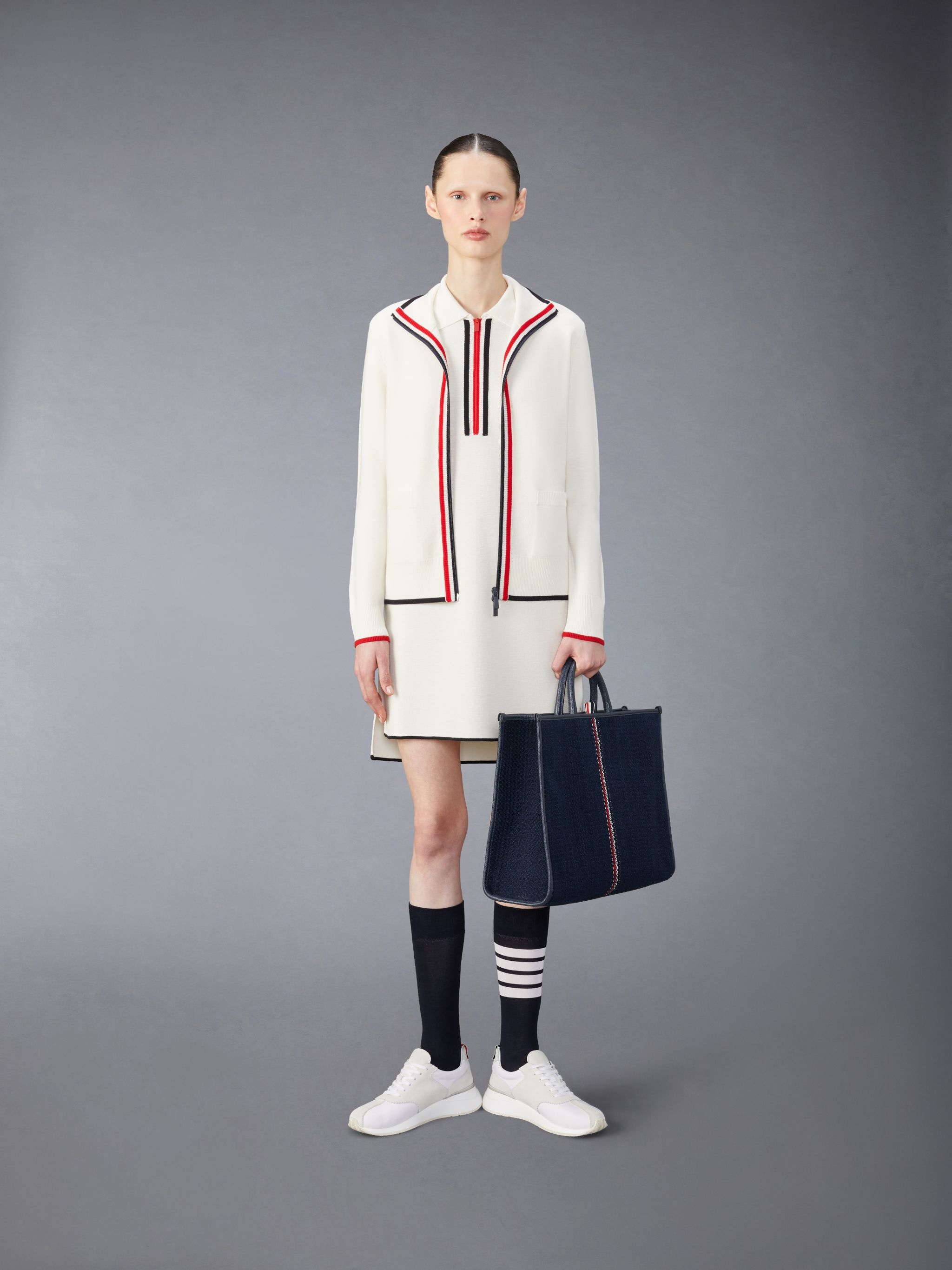Merino Wool Milano Stitch Zip up Polo Dress - 4