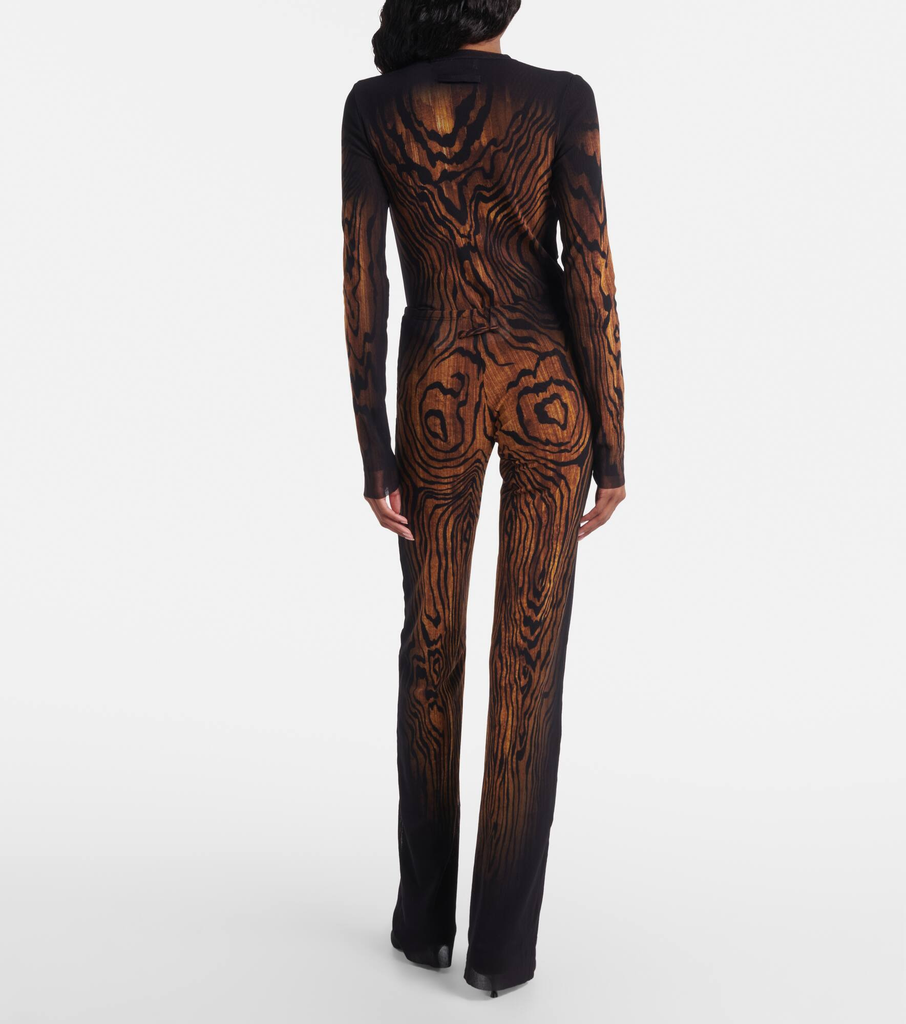 Wood trompe l'œil tulle straight pants - 3