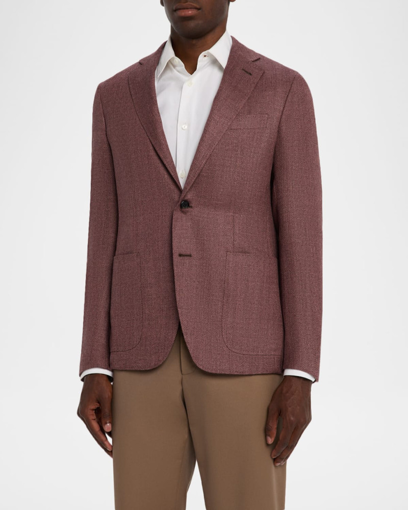 Men's Herringbone Notch Lapel Sport Coat 4