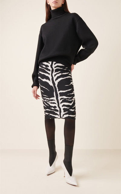 Alaïa Zebra-Print Pencil Skirt black/white outlook